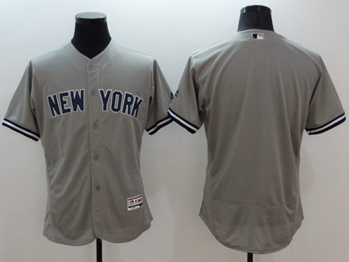 Yankees Blank Grey Flexbase Authentic Collection Stitched MLB Jersey - Click Image to Close